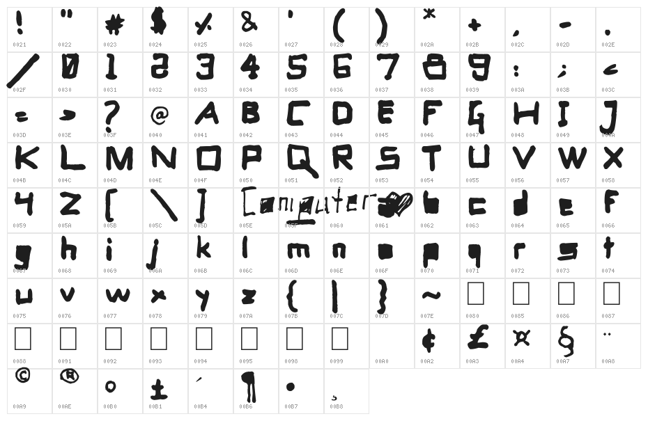 Computer's Heart Character Map