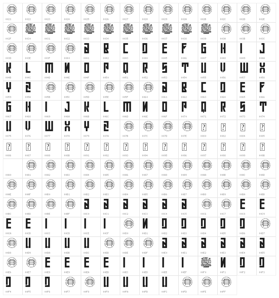 Con Safos Character Map