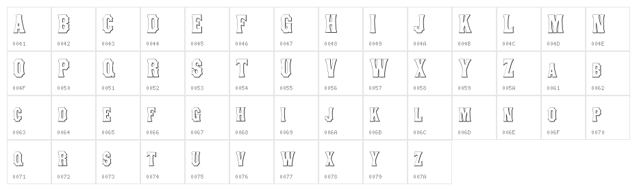 ConcaveTuscanBeveled Character Map
