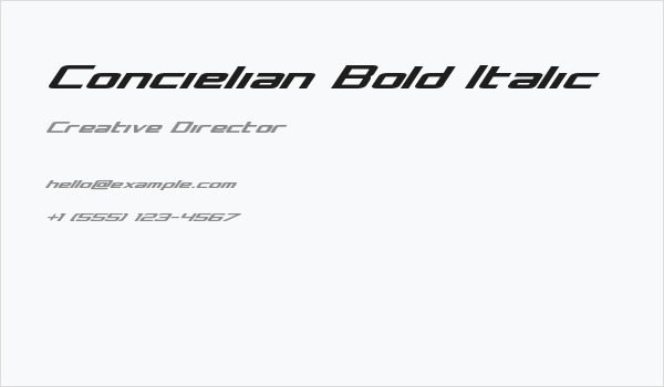 Concielian Bold Italic Business Card