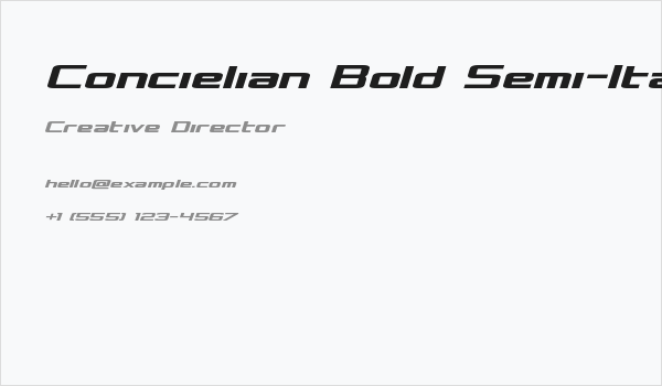 Concielian Bold Semi-Italic Business Card