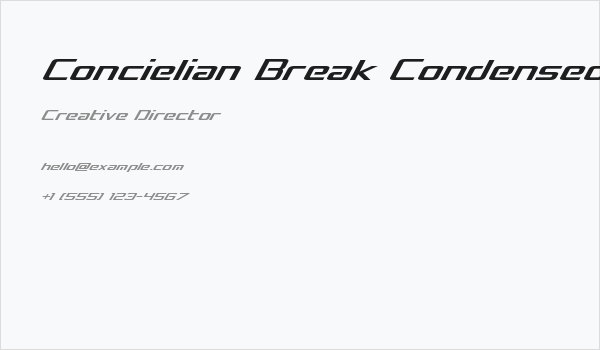 Concielian Break Condensed Italic Business Card