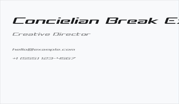Concielian Break Expanded Semi-Italic Business Card