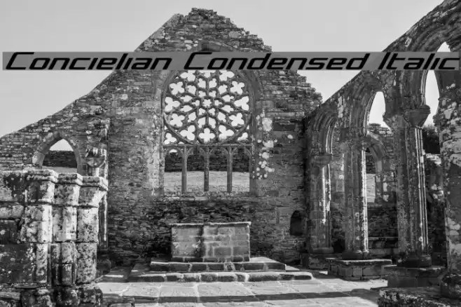 Concielian Condensed Italic Font examples