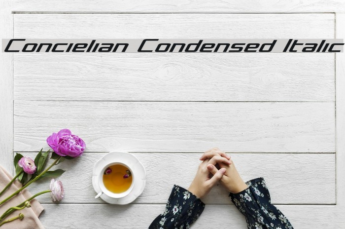 Concielian Condensed Italic Font examples