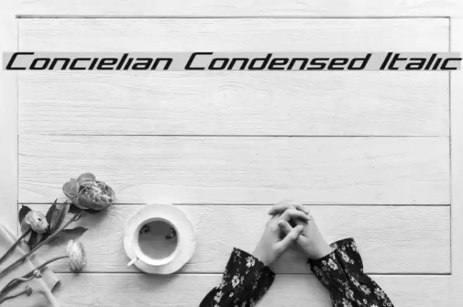 Concielian Condensed Italic Font examples