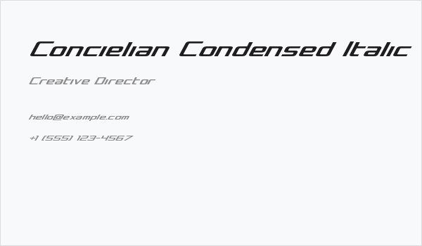 Concielian Condensed Italic Business Card