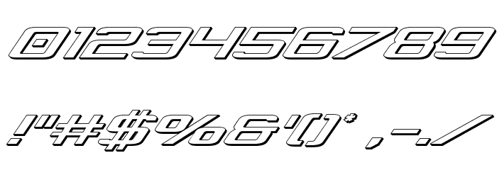 Concielian Jet 3D Italic Font OTHER CHARS