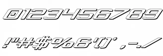 Concielian Jet 3D Italic Font OTHER CHARS