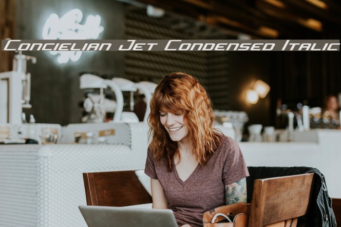 Concielian Jet Condensed Italic Font examples