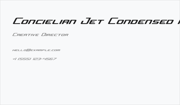 Concielian Jet Condensed Italic Business Card