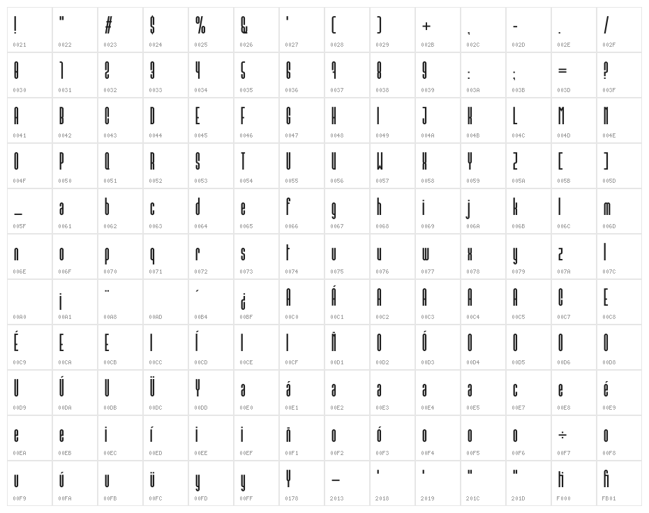 Conde Sans Bold Character Map
