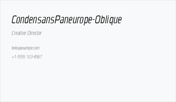 CondensansPaneurope-Oblique Business Card