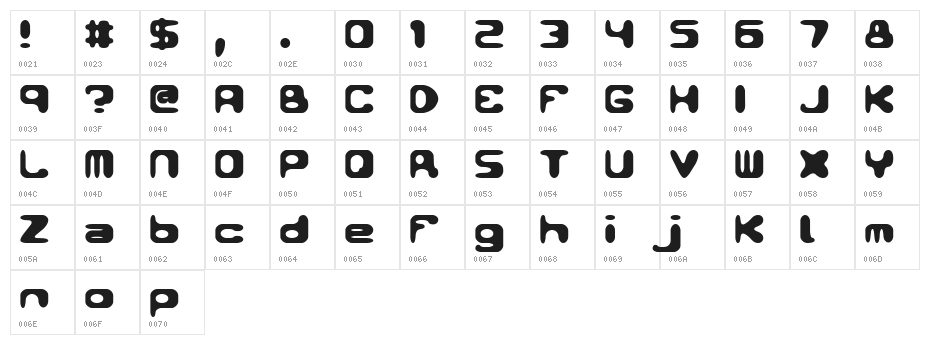 Conduit BRK Character Map