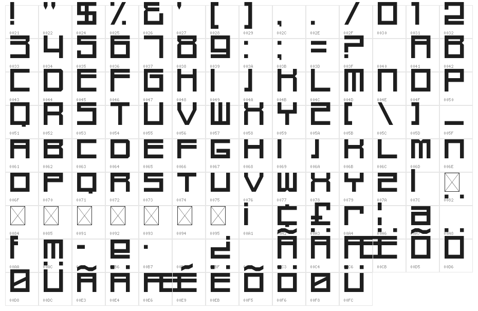 Conform F.S. Regular Character Map