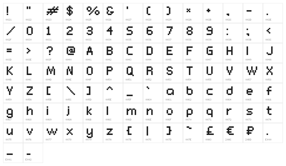 Connection Bold Character Map