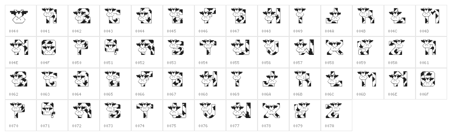 Conrads Cows Character Map