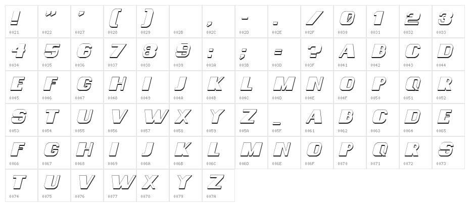 Consequences Shadow Italic Character Map