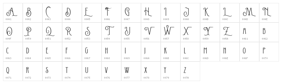 Conserta Royal DEMO Regular Character Map
