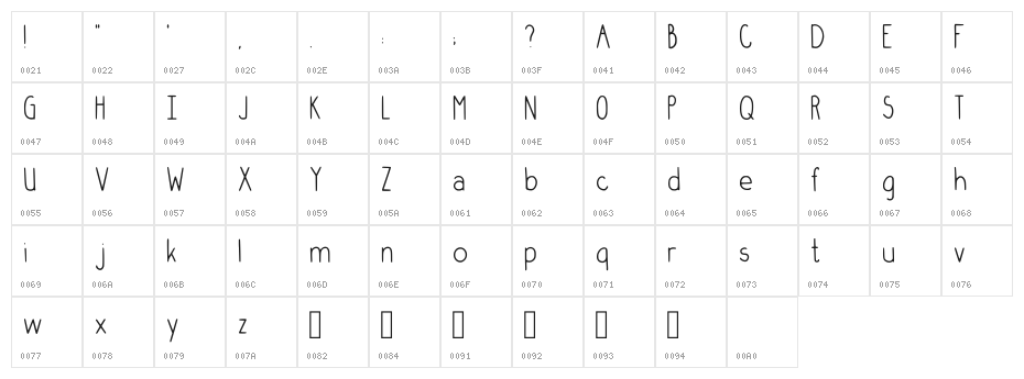 Conservative Font Regular Character Map