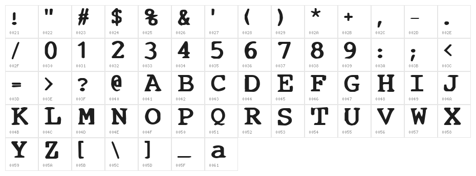 Conspiracy  Bold Character Map