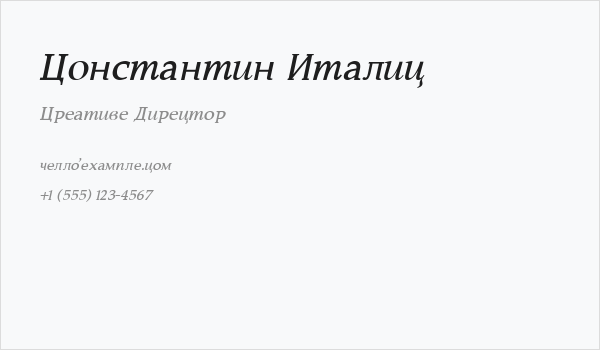 Constantin Italic Business Card