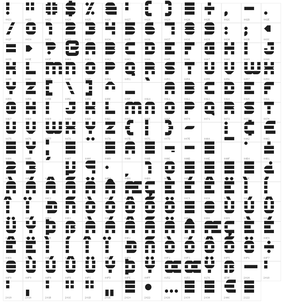 Construction Lines Character Map