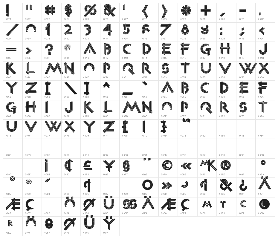 ConstrxiaBlackInline Character Map
