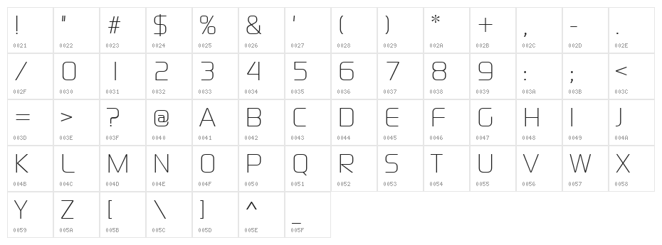 Continuum Light Character Map