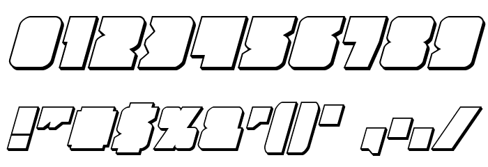 Contour of Duty 3D Italic Font OTHER CHARS