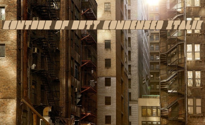 Contour of Duty Condensed Italic Font examples