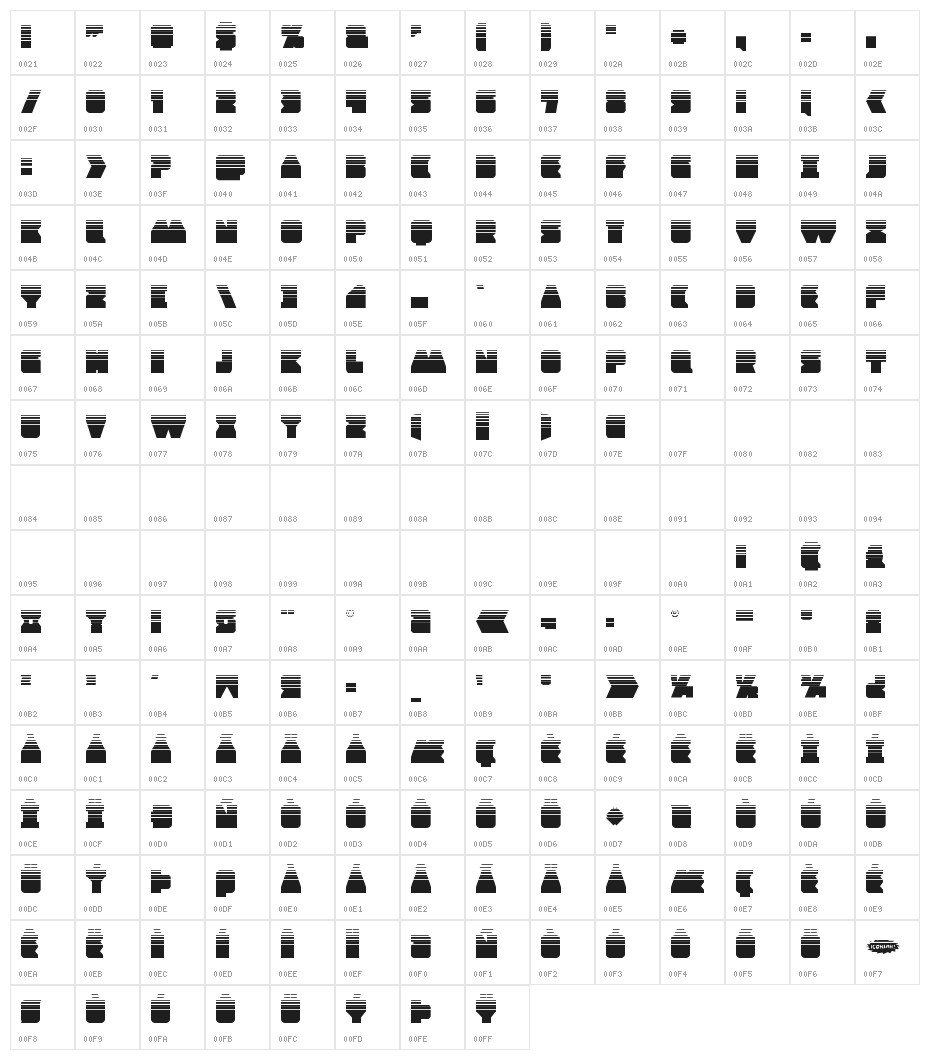 Contour of Duty Halftone Character Map