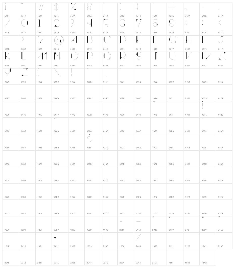 Contrasto Character Map