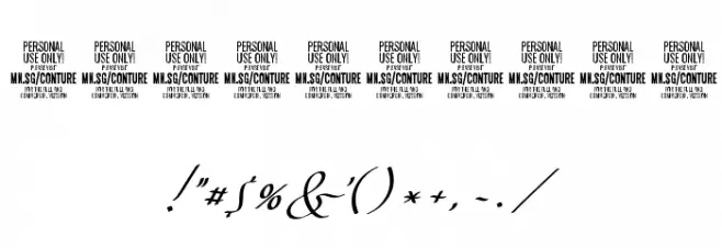 Conture Script PERSONAL USE Font OTHER CHARS