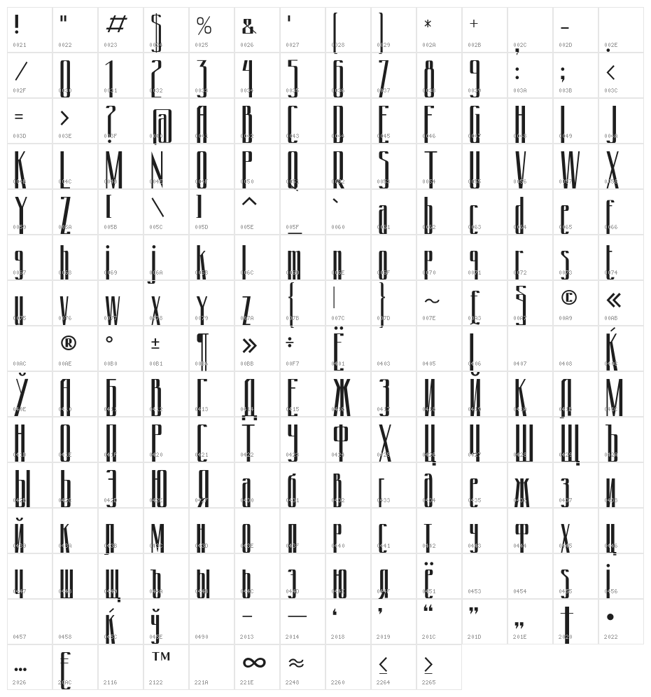 Cony-Condydecor Character Map