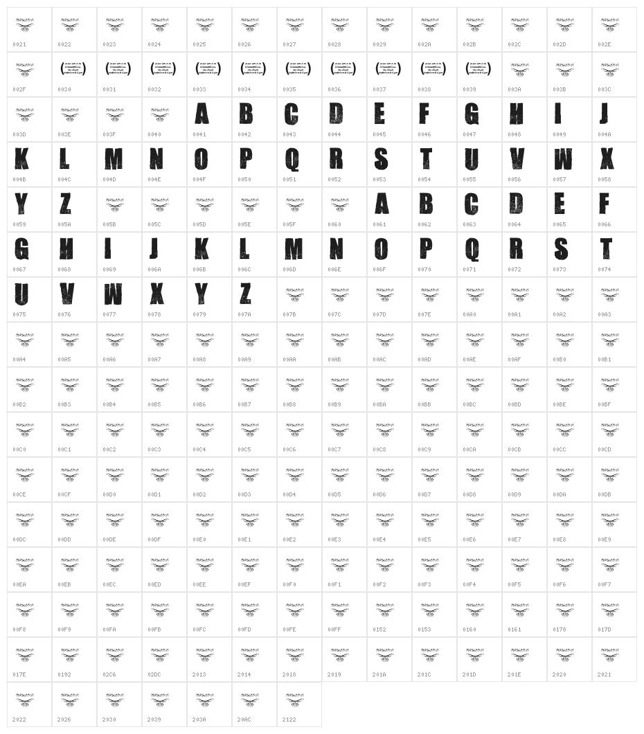 Cook County Jailhouse Regular Character Map