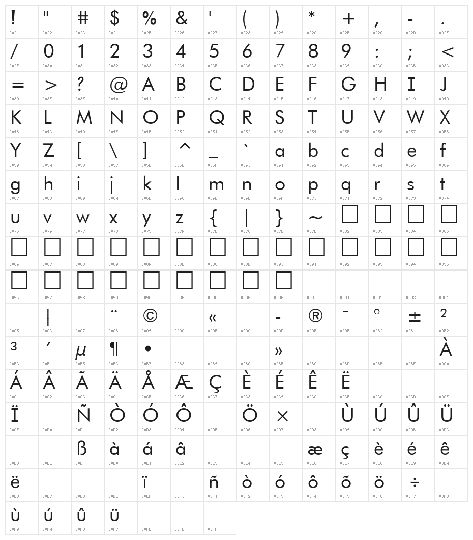 Cool Book Sans Regular Character Map
