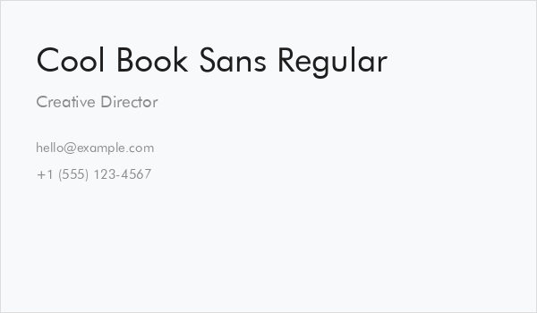 Cool Book Sans Regular Business Card