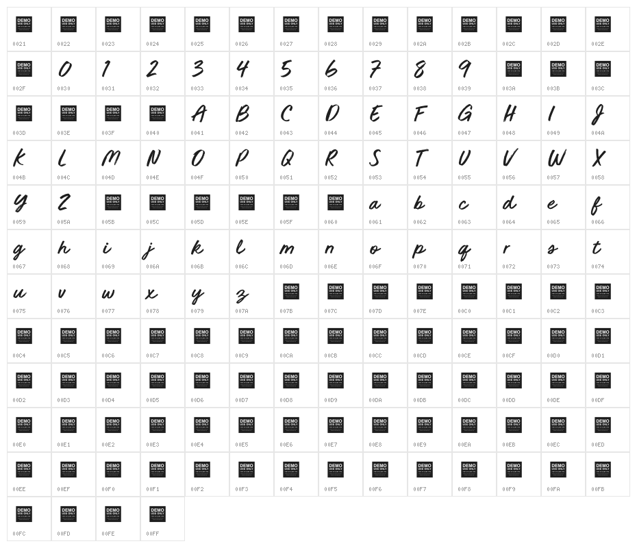 Cool Breeze Character Map