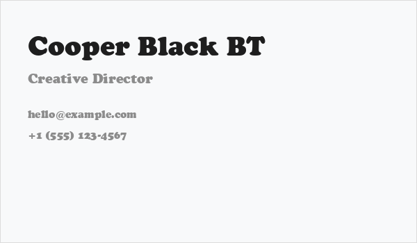 Cooper Black BT Business Card