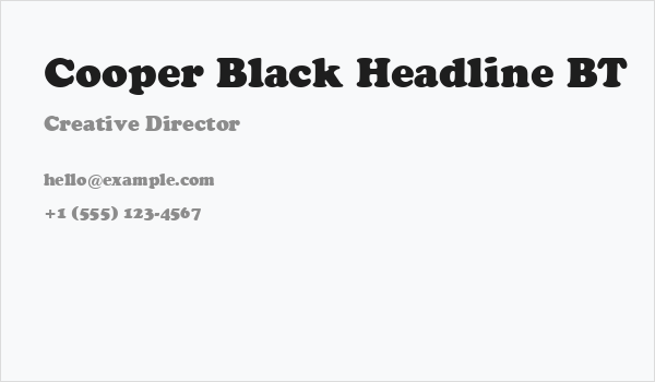 Cooper Black Headline BT Business Card