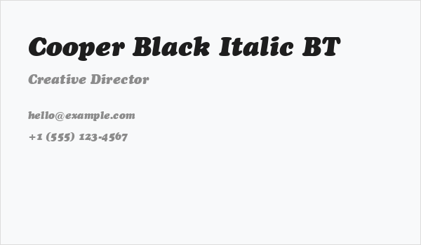 Cooper Black Italic BT Business Card