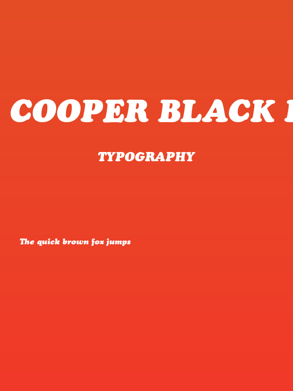 Cooper Black Italic Headline BT Poster