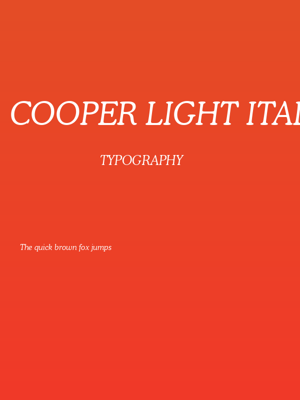 Cooper Light Italic BT Poster