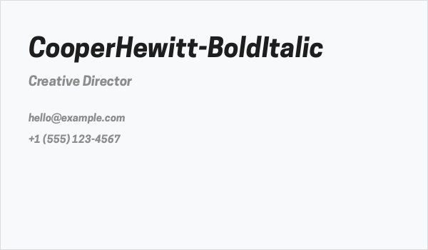 CooperHewitt-BoldItalic Business Card