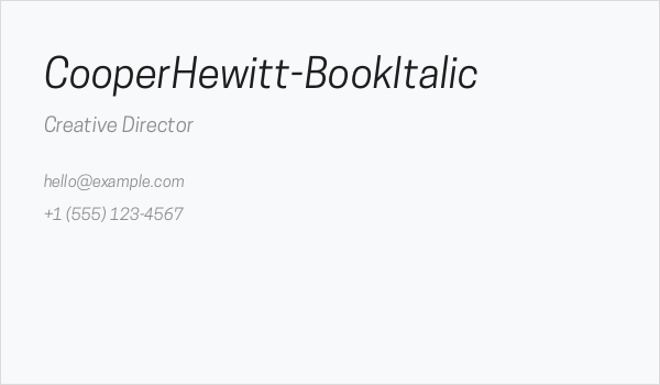 CooperHewitt-BookItalic Business Card