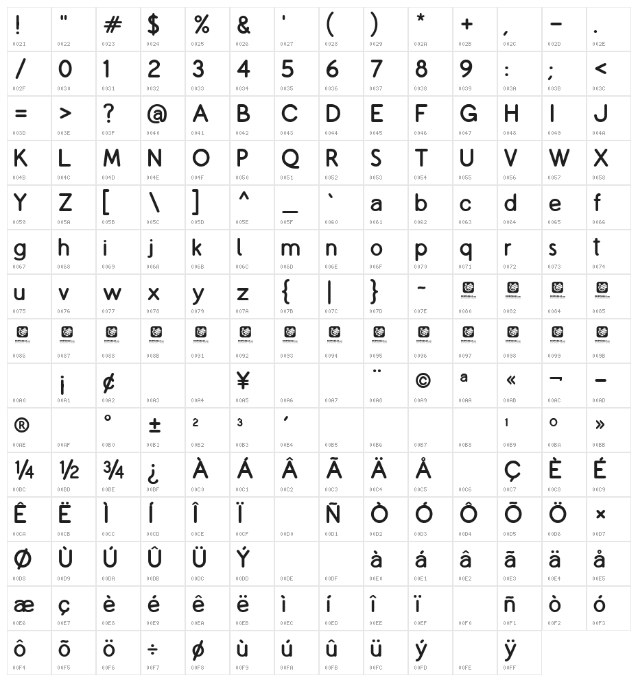 Copilme Bold Character Map