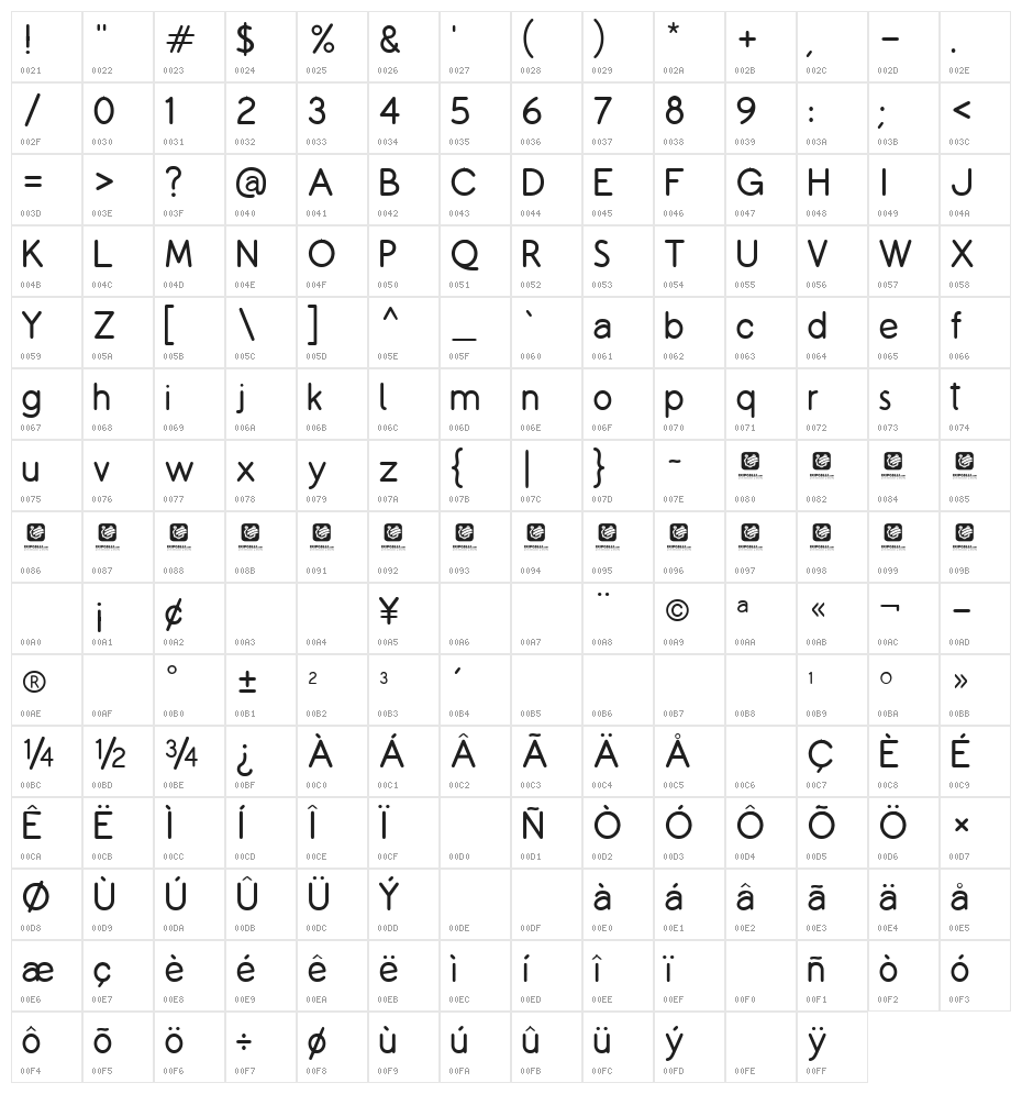 Copilme Regular Character Map