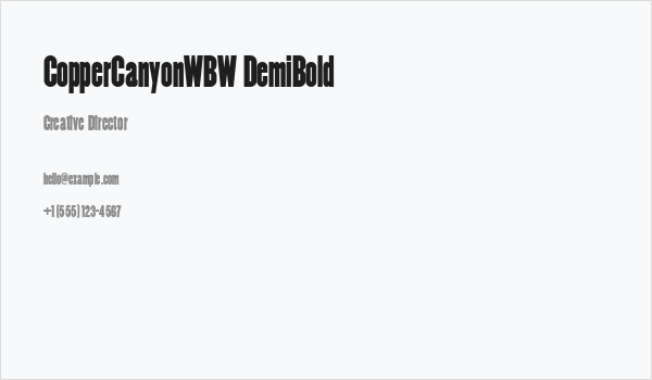 CopperCanyonWBW DemiBold Business Card