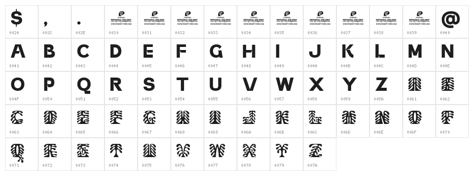 Corail Display DEMO Regular Character Map